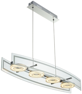 LED Pendelleuchte Glas, chrom, Höhenverstellbar, L 80 cm