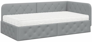 vidaXL Eckbettgestell mit Matratze Hellgrau 100x200 cm Stoff 3394053