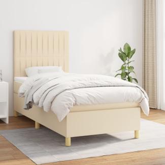 vidaXL Boxspringbett mit Matratze Creme 90x190 cm Stoff 3142462