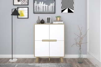 Kommode Spanplatte und MDF 80x40 Natur und Weiß