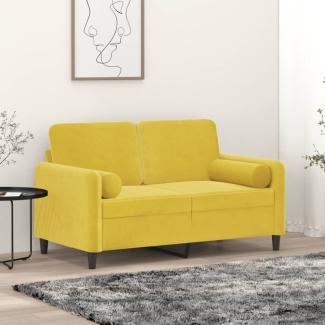 vidaXL 2-Sitzer-Sofa mit Zierkissen Gelb 120 cm Samt 3200877