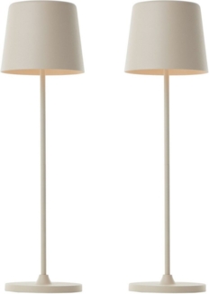 Brilliant LED Tischleuchte Kaami - mobile LED Außen Akku Tischlampe 2er-Set, Dimmer, Dimmfunktion, mehrere Helligkeitsstufen, LED fest integriert, Warmweiß, 310 lm, Touchdimmer, USB, Akku, Outdoor, Indoor, Akkuleuchte 37cm hoch