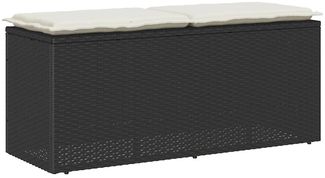 vidaXL Gartenbank mit Kissen Schwarz 110x40x44 cm Poly Rattan 4104145