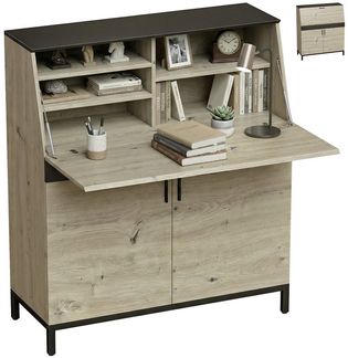 HOMCOM Schreibtisch Moderner Industrieller Computertisch (1 Tisch, 1-St, 1 Tisch), Klappbare Arbeitsstation mit viel Stauraum