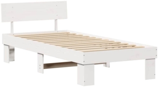 vidaXL Bettgestell mit Kopfteil Weiß 75x190 cm Massivholz Kiefer 872594