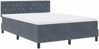 vidaXL Boxspringbett mit Matratze Dunkelgrau 140x200 cm Samt 3339111