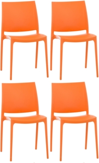 CLP 4er Set Stapelstühle Maya bis zu 130 kg belastbar,orange
