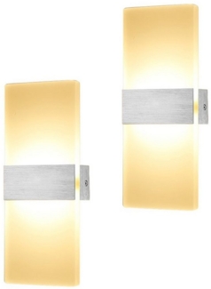 Clanmacy LED Wandleuchte 2X Wandlampe Flurlampe Badleuchte Effektlampe Strahler 6W/12W, LED fest integriert, Weiß