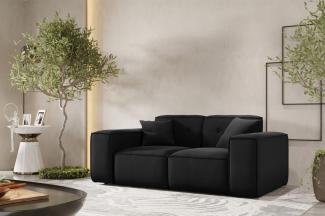 Sofa Designersofa CESINA 2-Sitzer in Stoff Opera Velvet Schwarz