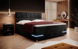 Boxspringbett Lea mit LED (Samt) 140x200 Schwarz H4