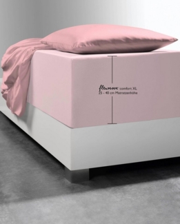 fleuresse 1119 XXL Jersey Stretch Spannbetttuch (96 Prozent Baumwolle, 4 Prozent Elasthan), mit Rumdumgummizug, Ökotex 100, für Matratzen bis 40 cm Höhe, 90x190 - 100x220 cm, rose