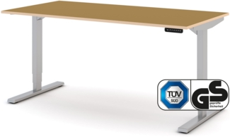 ASSMANN Elektrisch höhenverstellbarer Schreibtisch Y-Line Colour Edition Indian Summer Weißaluminium 140x80 cm Metall Holz Melaminoberfläche