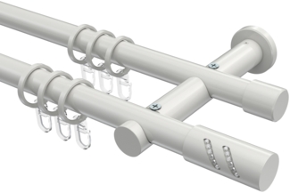 Gardinenstangen-Set Platon Zoena 420 cm (geteilt in 3 x 140 cm), 2-läufig, 20 mm Ø Weiß