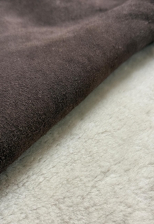 Merino Lammfell Braun/Weiß Double-Face für Bekleidung Größe: 100-110