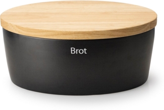 Continenta Brotkasten, Keramik, (1-tlg), Brottopf, mit Holzdeckel, auch als Brotschneidbrett nutzbar