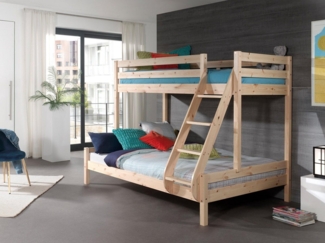 Vipack 'Martin' Etagenbett, natur, 90x200/140x200 cm, Kiefer massiv, inkl. Lattenroste