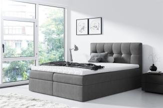 Boxspringbett 'Carmen' mit 2 Bettkästen, Topper, Matratze, Anthrazit, 160x200 cm