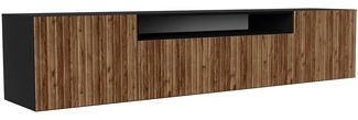 MEBLINI TV-Schrank 200cm Lang - Fernsehschrank - TV Lowboard Industrial - Unterschrank für Fernseher - TV-Unterschrank - TV-Schrank - Hängeschrank - MIU - 200x41x40cm - Schwarz Matt/Catania Eiche