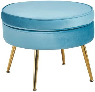 Sitzpouf Rund Samt Blau