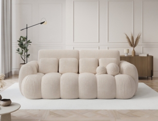 MOEBLO Schlafsofa Elvento, Sitzer Sofa mit Schlaffunktion & Komfortpolsterung – modernes Schlafsofa mit Bettkasten & Zierkissen, Couch Polstermöbel Sitzmöbel Wohnzimmermöbel 3-Sitzer-Sofa Stoffsofa, B 256 × H 105 × T 119 cm