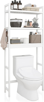 Toilettenregal Bambus WC Regal 3 Ablageflächen platzsparend Weiß 63x26x170cm
