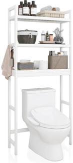 Toilettenregal Bambus WC Regal 3 Ablageflächen platzsparend Weiß 63x26x170cm