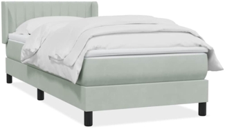 vidaXL Boxspringbett mit Matratze Hellgrau 80x220 cm Samt 3318303