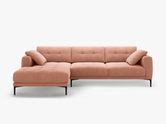 Micadoni Ecksofa Bemy 3-Sitzer Links Samt Rosa