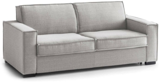 Dmora 3-Sitzer festes Sofa Diopside, Wohnzimmersofa aus Stoff, Standardarmlehnen, 100 % Made in Italy, cm 220x95h90, Grau