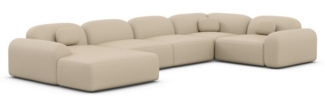 Wohnlandschaft Barcelona mit Zierkissen, Kunstleder, Beige, Links