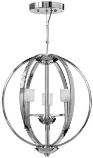 Elstead Lighting QN-MONDO3 QUINTIESSE Kronleuchter Mondo G9 3W LED 3000K Stahl, Chrom poliert; Glas satiniert weiß H:51. 1cm Ø45. 7cm dimmbar höhenverstellbar