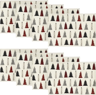 Weiße Tischsets mit Weihnachtsbaum-Motiv, 8-teilig, 30 x 45 cm, ideal für Weihnachtsfeiern, Küche und Esszimmer – perfekt für Weihnachten.