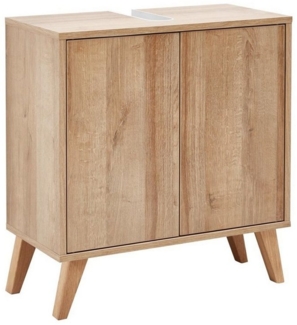 Fackelmann FINN Waschbeckenunterschrank 60 cm breit mit Füßen, Braun hell
