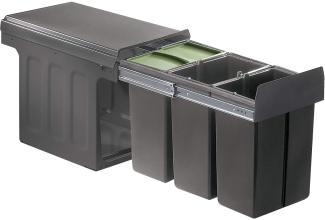WESCO Profiline BIO TRIO 30DT Abfallsorter (3x8 Liter) Oriongrau ab 30 cm Schrankbreite