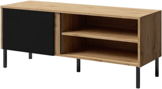 AX LIVING Lowboard TV Mikasso – 120cm Breite Modern in Eiche/Schwarz
