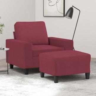 vidaXL Sessel mit Hocker Weinrot 60 cm Stoff 3201149