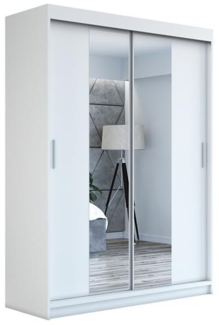 Schwebetürenschrank NEO 2-türig Schrank 160 cm (mit Spiegel) Farbe: Weiß