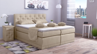 Meisterbetten Boxspringbett Babo 100x220 in WT-Beige, Matratzenbezug Nano, Komfortschaum-Topper