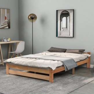 REDOM Bett Massivholzbett, Futonbett, Einzelbetten, Heim-Betten (mit Kopfteil und Lattenrost), Ohne Matratze