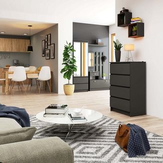 Raumhirsch Furniture Kommode mit 4 Schubladen 60 cm breit Holz Schrank, (viele Farbvarianten - Maße : 99 x 60 x 40 cm) - Hochwertig & stabil