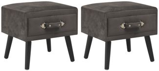 2er-Set Nachttische, Nachtschränke Grau 40x35x40 cm Samt