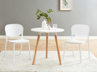 Vente-unique - Esstisch für 2 Personen - MDF & Buche - Weiß - ROLENA