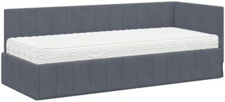vidaXL Eckbettgestell mit Matratze Dunkelgrau 80 x 200 cm Samt 3393839