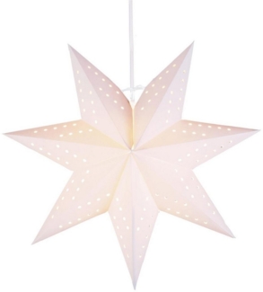 STAR TRADING LED Stern Papierstern Leuchtstern Faltstern 7-zackig hängend 34cm mit Kabel weiß