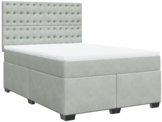 vidaXL Boxspringbett mit Matratze Hellgrau 140x200 cm Samt 3290942