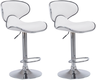 2er Set Barhocker FAMIR - Kunstleder Weiß 46 x 49 x 88 cm Silber | Barstuhl Mit Lehne Tresenhocker Tresenstuhl Kneipenhocker Kneipenstuhl