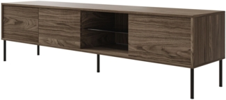 Selsey 'Modity' TV-Schrank 3-türig mit Glasregal und Beleuchtung, 175 cm, Holzoptik Nussbaum