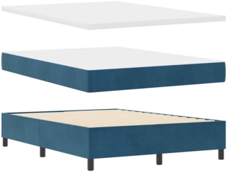 vidaXL Boxspringbett mit Matratze Dunkelblau 160x200 cm Samt 3344460