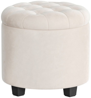 SONGMICS Sitzhocker rund, Fußhocker mit Stauraum, Schminkhocker mit Füßen, 45 x 45 x 44,5 cm, Samt, bis 150 kg belastbar, für Wohnzimmer Schlafzimmer, cremeweiß