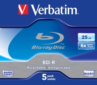 Verbatim BD-R Blu-ray Rohlinge 43715 | 25GB Single Layer | 1-6x Speed | 5er Pack Jewelcase | Scratch Guard Plus